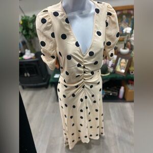 Elegant Cream Polka Dot Dress